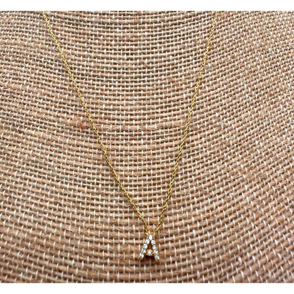 Dainty Letter "A" Initial Pendant Necklace Mini Gold Plating Adjustable Chain - Picture 2 of 4